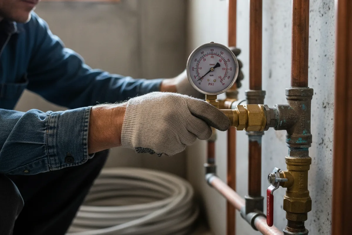 Pressure testing a repaired line during Water Line Repair in Sublimity